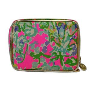 Lilly Pulitzer Pop Pink Southern Charm Jewelry Makeup Pink Green Floral Case